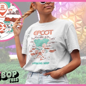 Epcot-drickskjorta, Du är full-karta, dricker runt om i världen, vintage Epcot-tröja