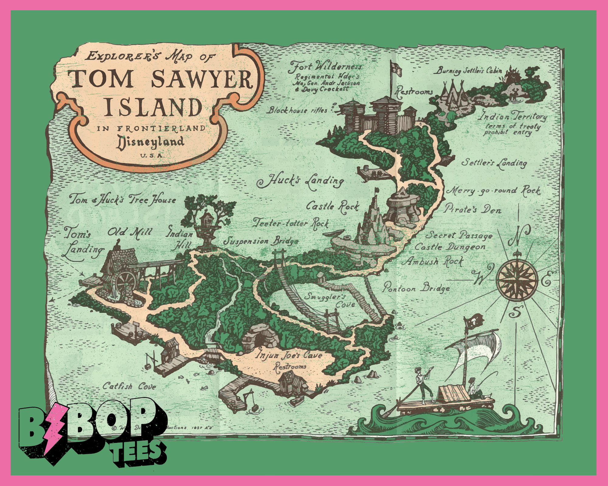 Tom Sawyer's Island Disneyland Vintage Map Unisex Tee - Etsy