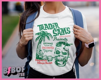 Trader Sams Tiki Shirt Vintage Style Polynesian Resort Grogs Grotto Unisex WDW Parks Tee