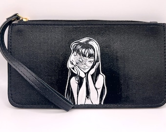 Junji Ito Inspired Tomie Hand-Painted Zipper Clutch Bag