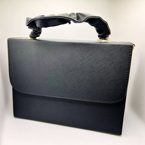 Custom Hand-Painted Black Faux Leather Bag - Personalized Artistry and Chic Style