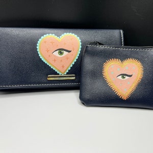Mexican Sacred Heart Wallet and Coin Purse Set - Handcrafted with Cultural Significance