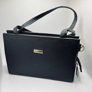 Custom Hand-Painted Black Faux Leather Bag - Personalized Artistry and Chic Style