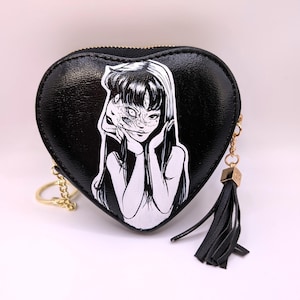 Junji Ito Inspired Tomie Hand-Painted - Heart Shaped Coin Purse
