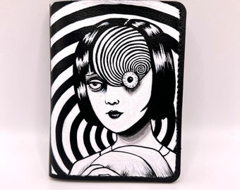Junji Ito inspirierter Uzumaki Spiral Girl handbemalter Kartenhalter