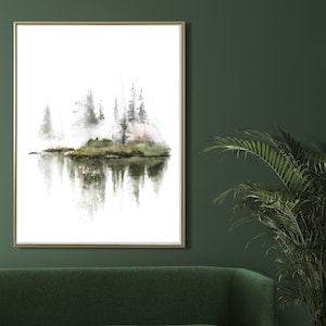 Illustration aquarelle, paysage, illustration art aquarelle, Marylène Roy art, décoration murale, chambre, art print