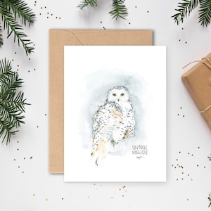 Noël, carte temps des fêtes, Carte de souhaits, carte de voeux, fête, aquarelle, Marylène Roy