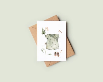 Greeting card, greeting card, party, birth, watercolor, welcome card, newborn, baby, congratulations, Marylène Roy