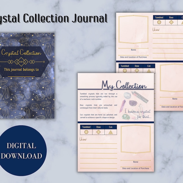 Crystal Collection Journal, Digital Download, Crystal Tracker Collector's Template, Gemstone Collection Journal Pages