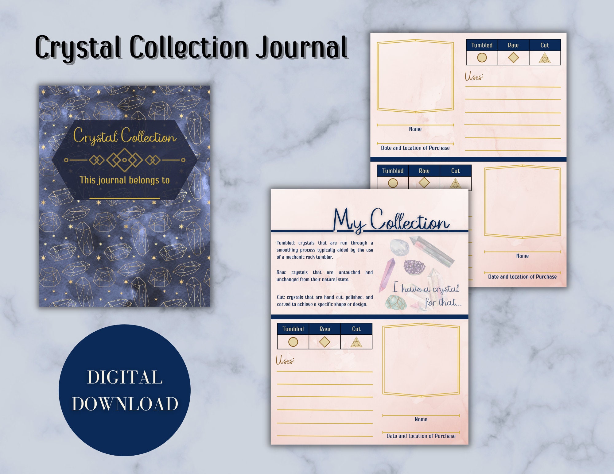 Collection Journal Display Crystal Collection Journal, Digital Download, Crystal Tracker Collector ...