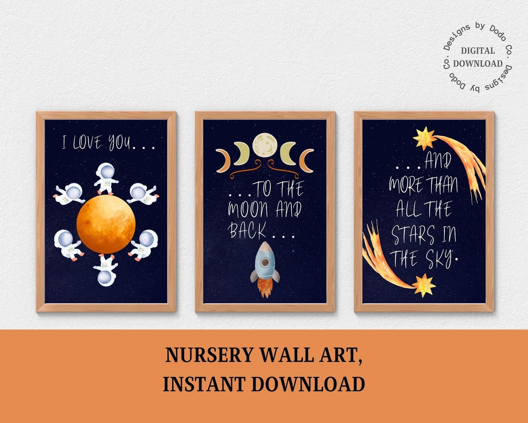 Space Printable Nursery Wall Art, Set of 3 Toddler Decor, Outer Space ...