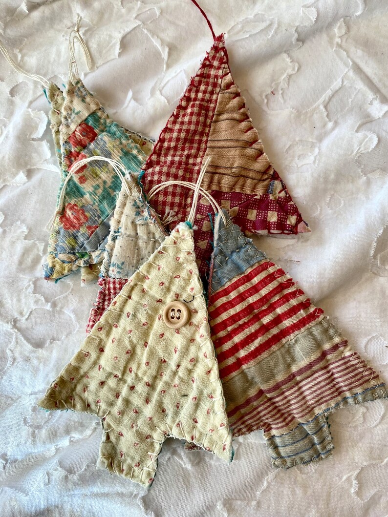 Handstitched Folk Art Vintage Quilt Ornaments Etsy