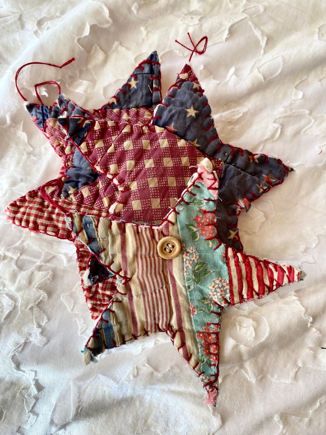 Handstitched Folk Art Vintage Quilt Ornaments Etsy