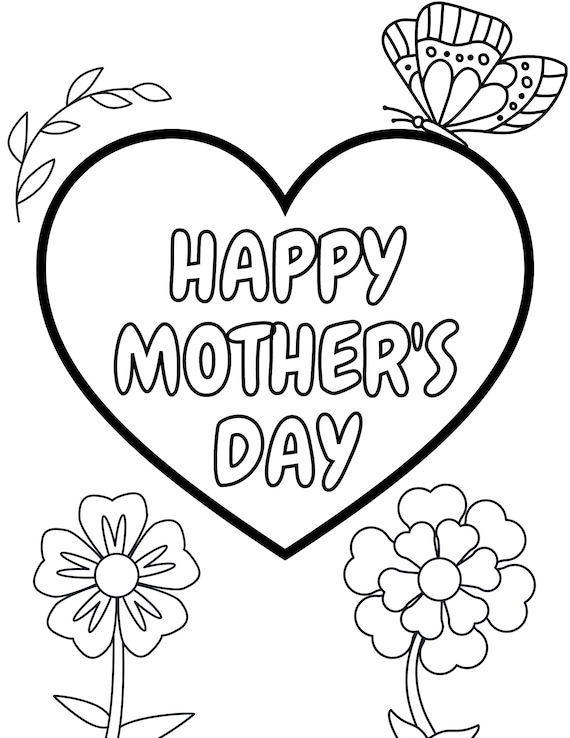 Happy Mothers Day Coloring Page Printable Digital Download | Etsy