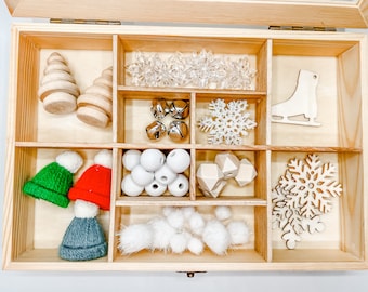 Winter Tinker Tray Kit | Loose Parts Toy | Natural Wooden Toy