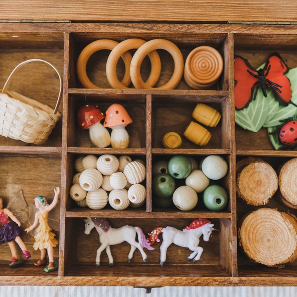 Enchanted Garden Tinker Tray Kit | Loose Parts Toy | Natural Wooden Toy