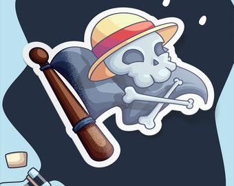 One Piece Flag Sticker: Luffy Straw Hat Anime