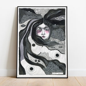 Girl with Long Hair Downloadable Art Print