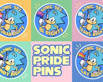Sonic Sez LGBT Pride Button Pins