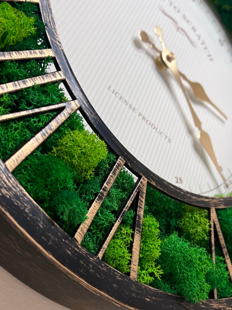 Moss Clock Moss Wall Art Wall Decor Vintage Round Clock With Moss Green
