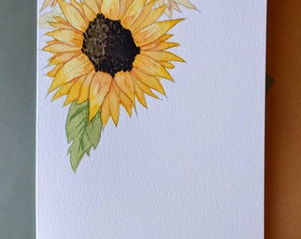 Watercolor Sunflower Card for Any Occasion Blank Inside Painted Flower ...