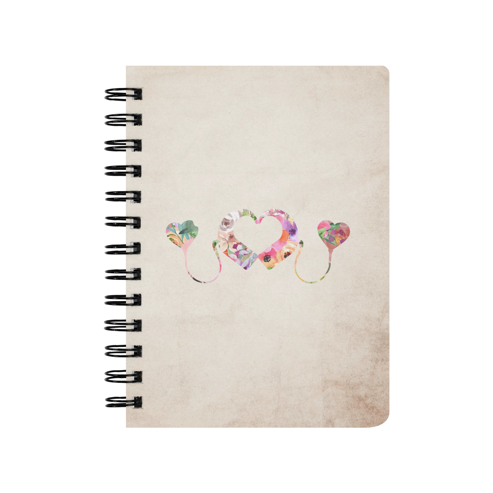 Floral Cochlear Implants With Heart Magnets Spiralbound Notebook - Etsy