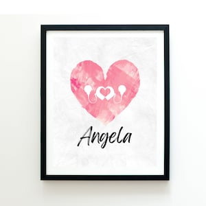 Cochlear Implant with on pink heart personalized 8x10 wall art
