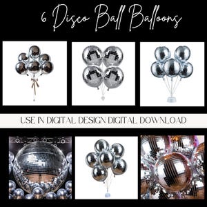 Téléchargement numérique de ballons de boule disco pour des invitations d'anniversaire de diva de patron, des conceptions, ajouter au téléchargement d'accessoire social de poteau d'invitation. Mélanger et assortir