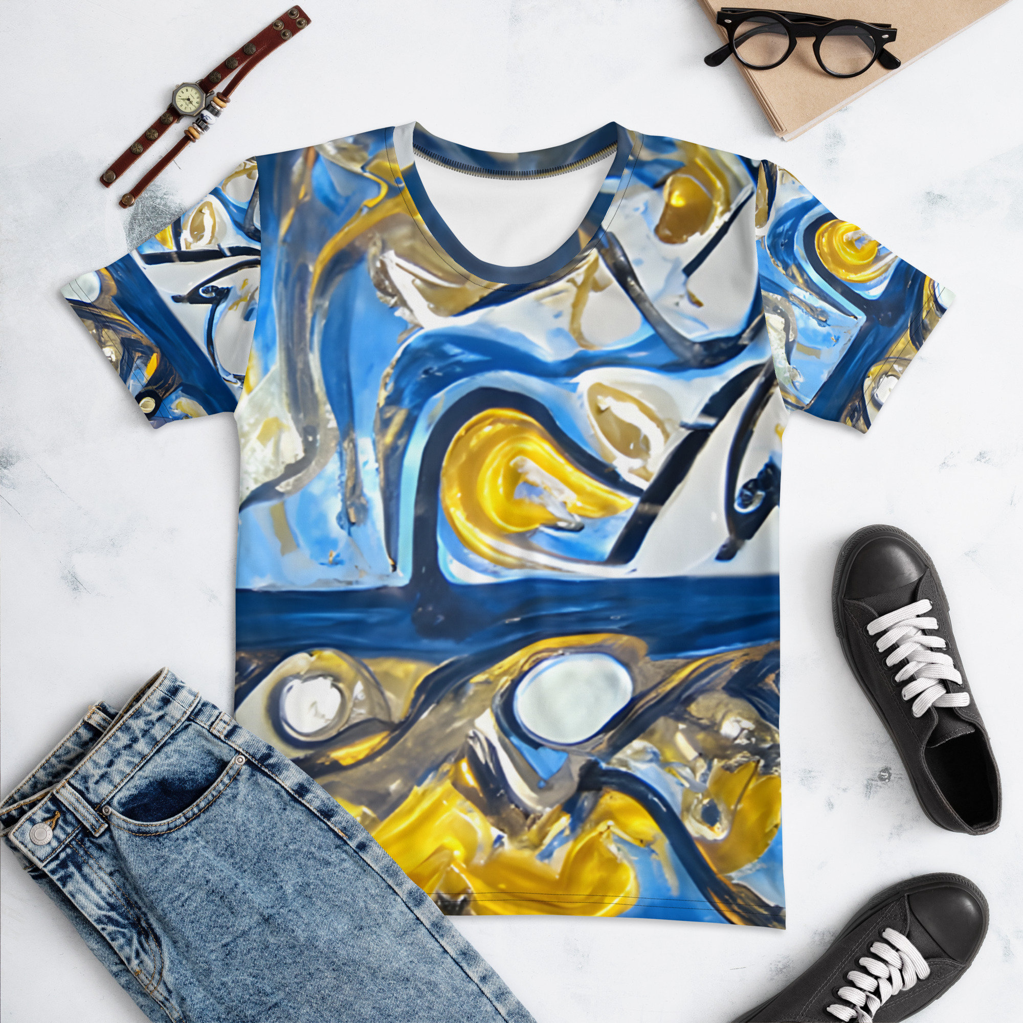 Blue and Gold Women's T-shirt - Etsy