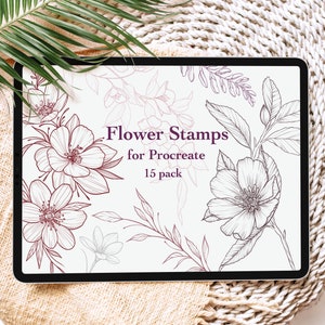 Blumen Stempel Pinsel für Procreate, Floral Stamps, Botanische Pinsel Blumen, Sträuße und Blätter