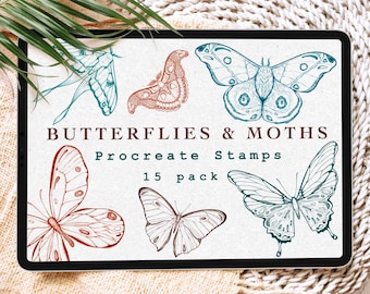 Butterflies and Moths Procreate Brush Stamps