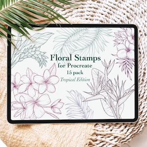 Floral Stamp Brushes for Procreate, Botanical Stamps, Flower and Leaves brushes