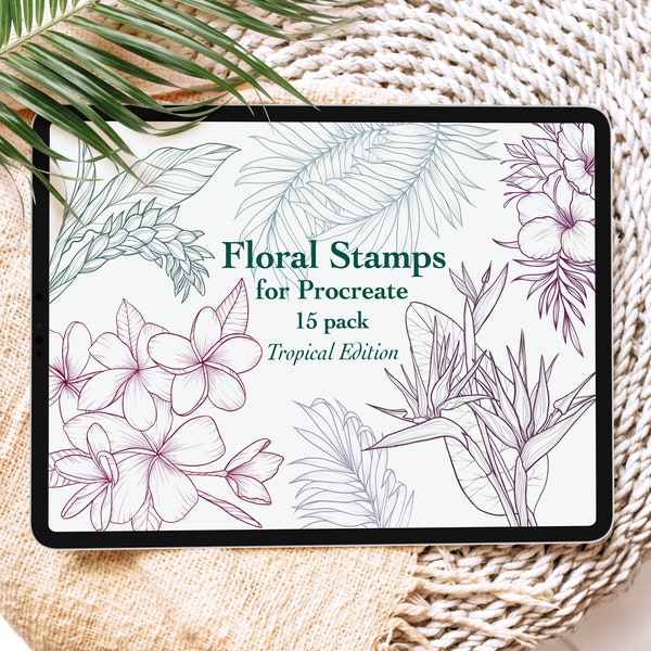 Floral Stamp Brushes for Procreate, Botanical Stamps, Flower and Leaves brushes