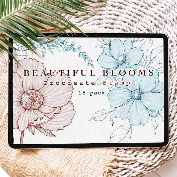 Beautiful Blooms Procreate Stamps, Flowers Brushes for Procreate, Botanical Stamps, Floral Brushes