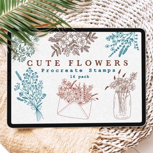 Cute Flowers Stamps for Procreate, Floral Stamp Brushes, Botanical Brushes Flowers and Bouquets