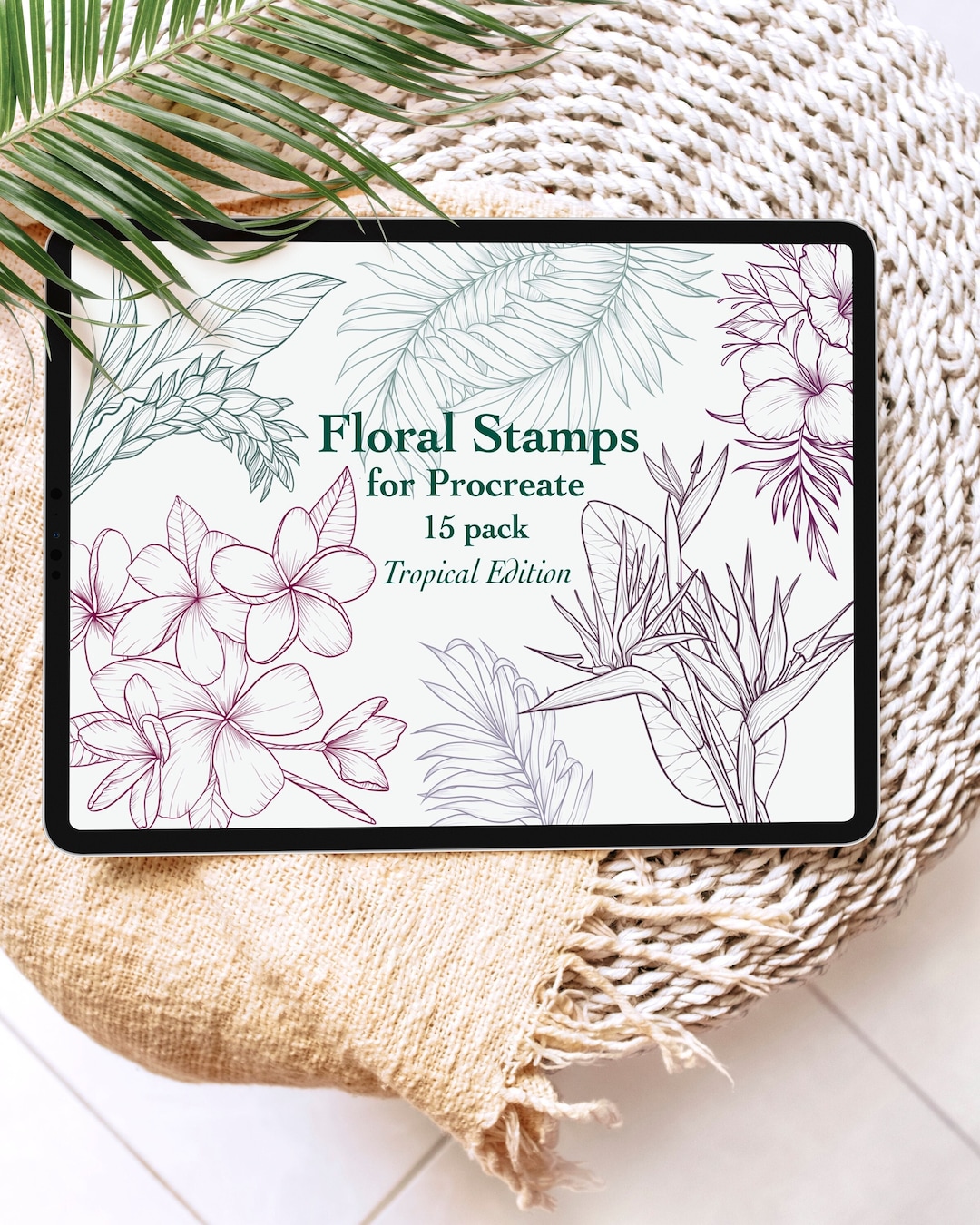 Floral Stamp Brushes for Procreate, Botanical Stamps, Flower and Leaves ...
