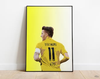 Pôster de Marcus Reus, jogador do Dortmund: Impressão artística esportiva (Download digital)