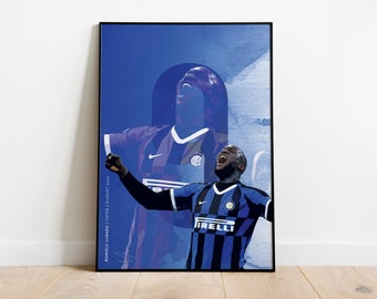 Pôster de Romelu Lukaku da Inter: Arte de parede de jogador de futebol (Download digital)