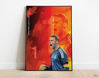 Pôster de futebol de Manuel Neuer: Arte da Alemanha na Copa do Mundo (Download Digital)