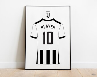 Pôster de futebol com nome personalizado, Juventus, Itália, time de futebol, melhor presente