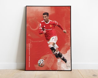 Pôster do Cristiano Ronaldo: Manchester United, CR7 - Arte de parede esportiva (Download digital)