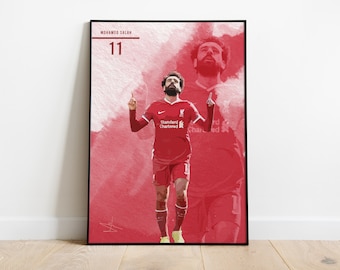 Pôster de Mohamed Salah do Liverpool: Arte de parede moderna de futebol (Download digital)