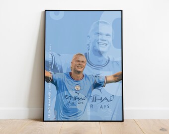 Pôster de futebol, Pôster de Erling Haaland, Manchester City, Pôster DIGITAL,