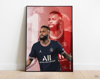 Neymar, pôster DIGITAL, jogador de futebol, pôster do PSG, melhor presente,