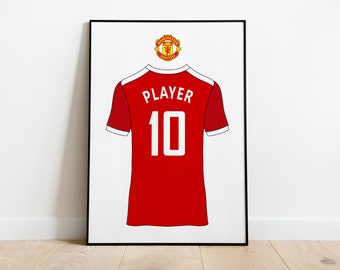 Pôster de futebol com nome personalizado, Manchester United, time de futebol, melhor presente