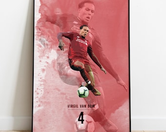 Cartaz de Futebol, Van Dijk, Liverpool, Cartaz DIGITAL,