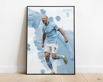 Pôster de Erling Haaland: arte do futebol do Manchester City (download digital)