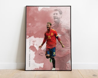 Pôster de Sergio Ramos - Espanha na Copa do Mundo: Arte de Futebol (Download Digital)
