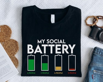 Sociale batterij shirt, sociale batterij, angst, sociale angst, geestelijke gezondheid, shirt cadeau, shirt voor vriend, geluk, positieve vibes