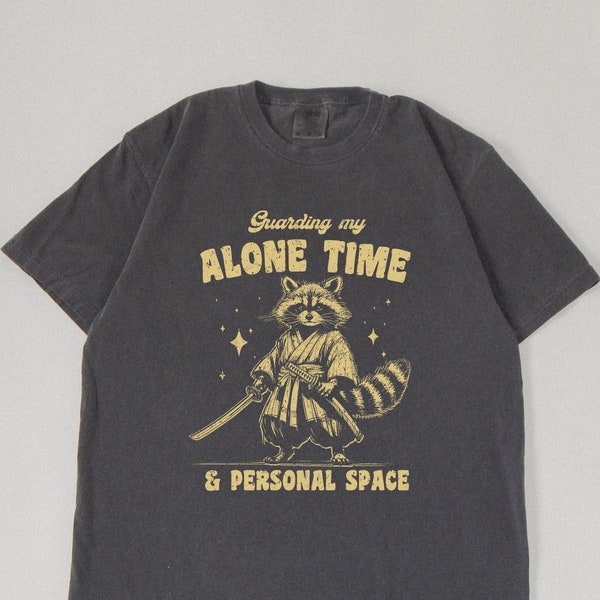 Guarding my Alone Time and Personal Space, Retro T Shirt, Vintage Raccoon Shirt, Trash Panda Shirt, Funny Unisex Shirt, Adult Graphic Tee